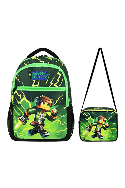 CANLOOR Canlloor Maycraft Creeper Primary School Backpack and Lunch Bag,Elementary School Bag