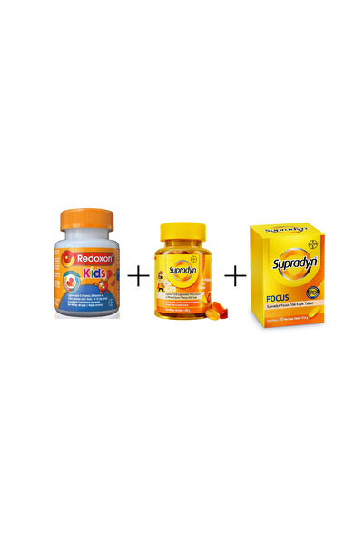 Redoxon Kids 60 Chewable Tablets+Supradyn Kids 60 Tablets+Supradyn Focus 30 T...
