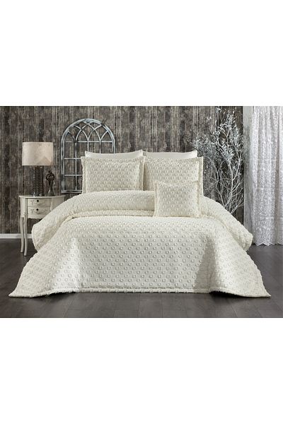 bursa çeyiz Dai̇sy Tassel Bed Cover (Cream)