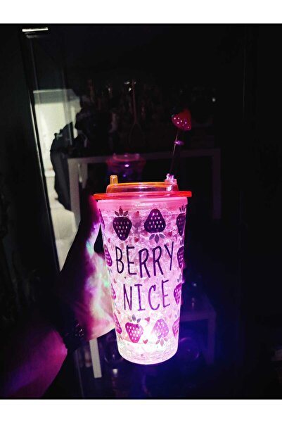 mr shopping Mr Lighted Fun Straw Cup 500 ml – Colorful Design & for Cold Drinks