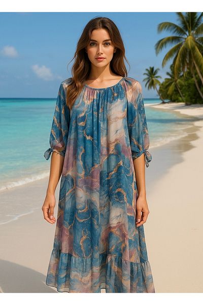 Cb Made In Italy 100% Italian Silk One Size Dress – Size 38-44 Fit