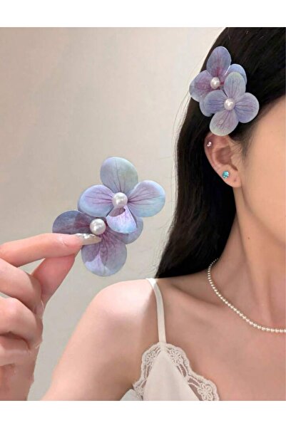 MutluBiDünya Bir Adet Lila Incili Çiçek Pens Toka