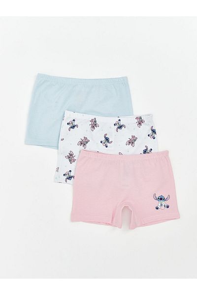 LC Waikiki Blue Angel and Stitch Printed Girl's Boxer 3-Piece