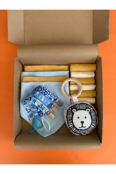 3Baby 14 Parça Erkek Bebek Hediyelik Set & 4 Fular, 6 Mendil, 3 Emzik Askısı,...