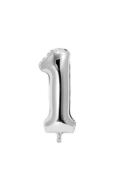 OEM Metalized Foil Balloon, Silver, 80 cm, Number 1