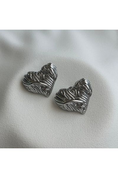 Arye Aksesuar Vintage Heart Steel Earrings
