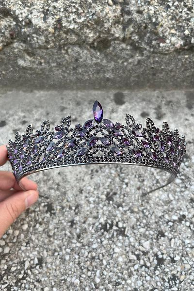 Hobigram Amara Special Design Crown – Purple Stone Henna, Hair Accessory for Engagement, Wedding