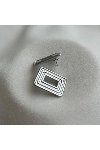Arye Aksesuar Rectangular Steel Earrings