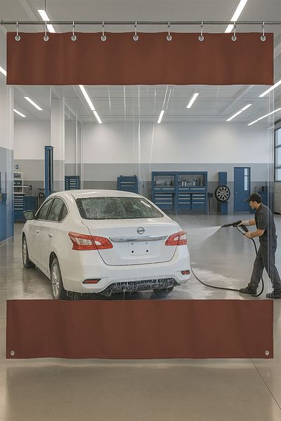 size ne lazım 0.80mm Transparent Auto Service and Wash Partition Curtain 12 Colors Height 250cm X Width 300cm