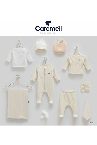 Caramell İncibaby Soft Color Premium 100% Cotton 10-Piece Baby Boy Hospital Exit Set