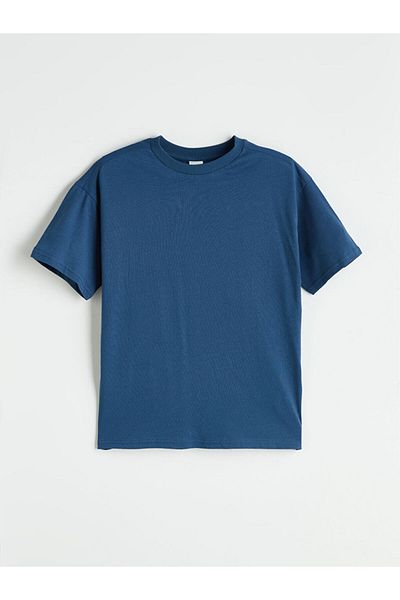 LC Waikiki Indigo Crew Neck Basic Boy's T-Shirt