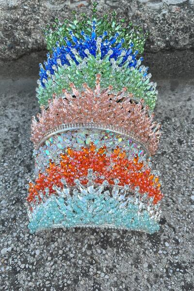 Hobigram Daisy Stone Bridal Tiara – Black Henna Wedding Crown Model, Shiny Hair Accessory