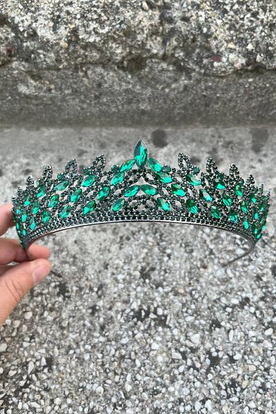 Hobigram Amara Special Design Crown – Green Stone Henna, Hair Accessory for Engagement, Wedding