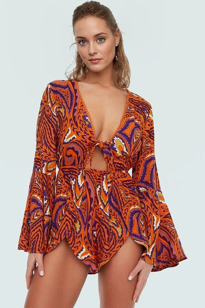 PayBuy Stylish Abstract Pattern Viscose Blouse Shorts Beach Set Durable Material for Daily Wear