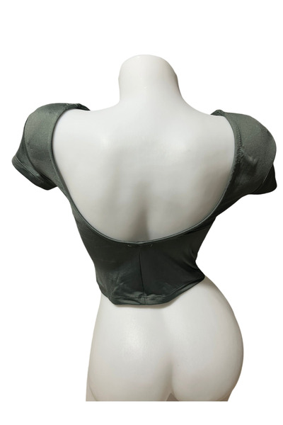 FEMMEA Khaki Combed Crop Bluz