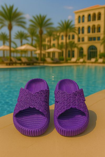 Behtah Kundura Straw Look Non-Slip Sole Slippers Balcony Bathroom Pool Seaside Beach Pool Daily Slippers