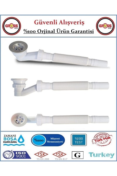 GrossAVM Duş Teknesi Gider Sifonu - Duşakabin Tekne Tropleni Körüklü