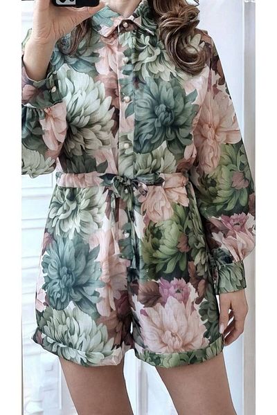 GLAMSI Cotton Jumpsuit With 3D Floral Prints