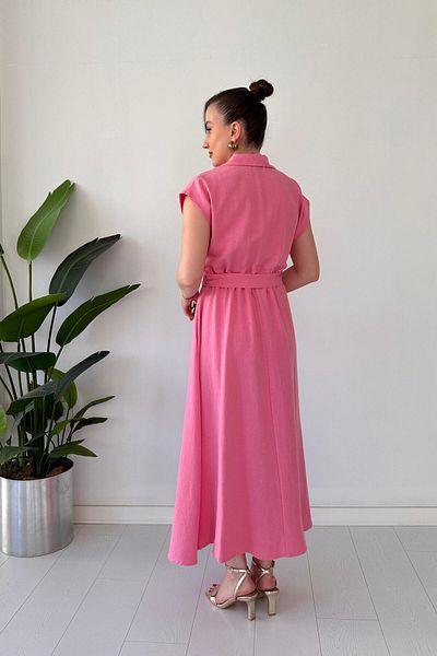 MaziButik Linen Shirt Dress Pink