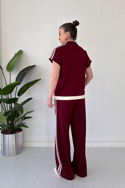 MaziButik Σετ Modal με λαμπερό φερμουάρ με λεπτομέρεια Claret Red
