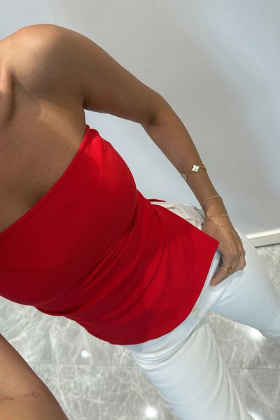 Sorridi Strapless Side Draped Blouse