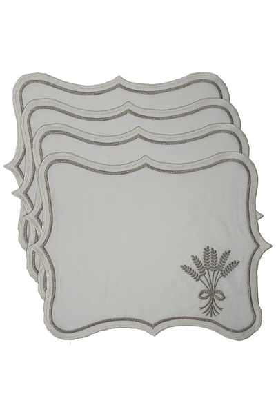 NB Neubella Home Nerina 4 Piece Luxury American Service Presentation Embroidered Cover Set Carefree Dowry Linen Set for 4 People
