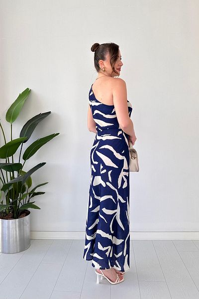 MaziButik Rochie cu un singur umăr, albastru bleumarin