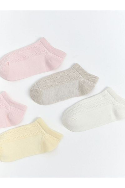 LC Waikiki Pink Basic Baby Girl Booties Socks 5 Pcs
