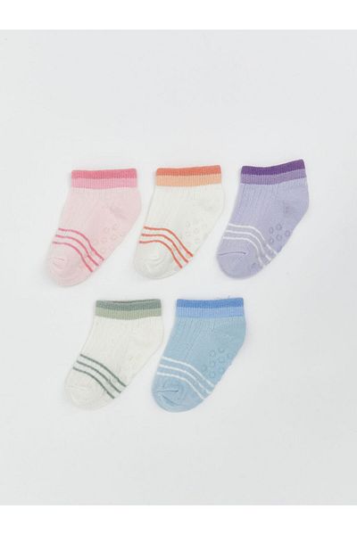 LC Waikiki New Season Striped Baby Girl Booties Socks 5-Piece - S5Bp78Z1