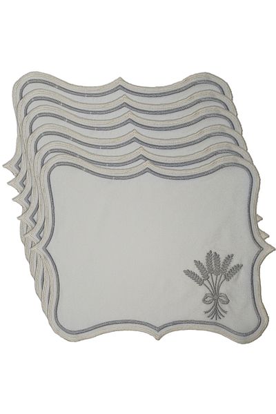 NB Neubella Home Nerina 6 Piece Luxury American Service Presentation Embroidered Cover Set Carefree Dowry Linen Set for 6 People