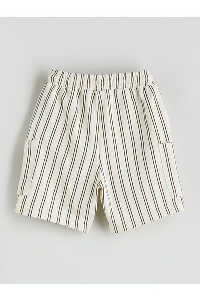 LC Waikiki Beige Waist Rubber Striped Boy Shorts