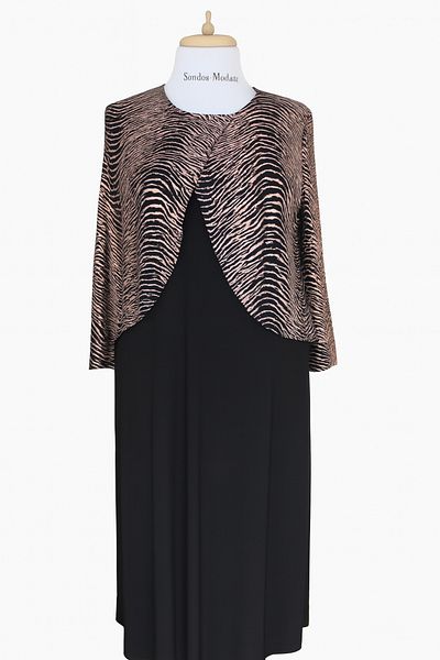 HESNA Μαύρο Zuhal με μπουφάν Plus Size Κομψό Μοτίβο Μητέρα Βραδινό Φόρεμα
