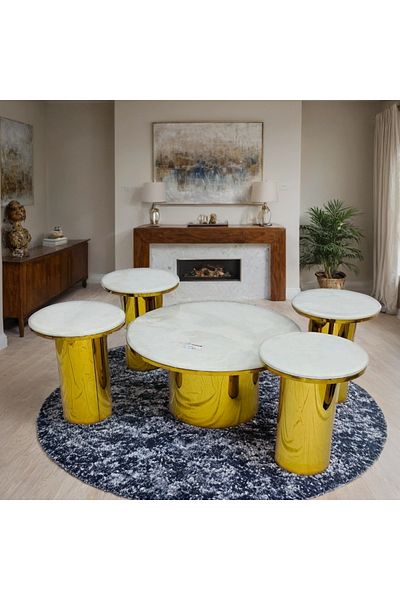 Ch 5-piece marble table set