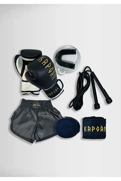 Kapgan Spor Boks Kick Boks Eldiven Şort Bandaj Dişlik ve Atlama ipi 5'li Set