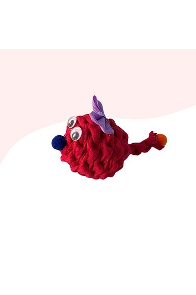 Miçikopet Knitted Cat Toy with Rattle 9cm Red