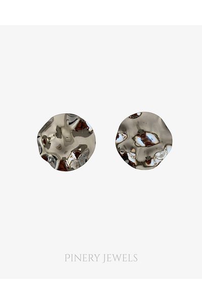 Pinery Jewels Crushed Plate Oval 4.5 cm Women's Earrings Pair