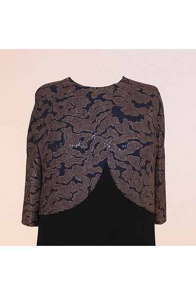HESNA Μπλε ναυτικό Zuhal με μπουφάν Plus Size Κομψό βραδινό φόρεμα με αφηρημένο σχέδιο