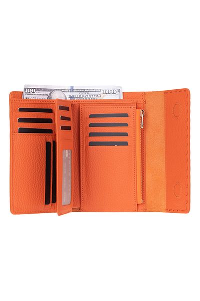 Lev Leather Women's Genuine Leather Wallet with 12 Card Slots, Coin Compartment, Magnetic Cover, Stylish Card Holder Wallet