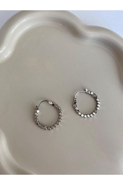 marsel aksesuar Xuping Medium Size Silver Dorika Hoop Earrings