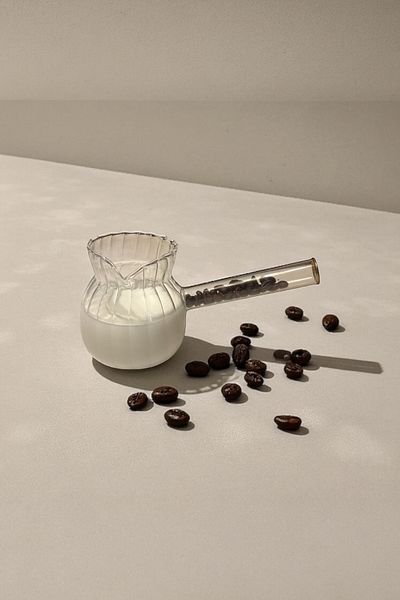 UCR HOME Coffee Milk Pot Coffee Bean with Handle Heat Resistant Glass 400 ml