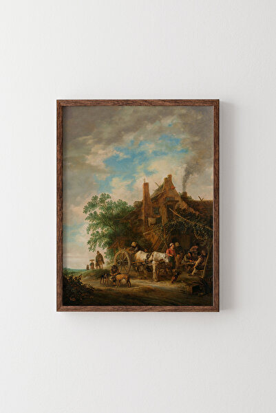 epiqart Farmhouse with Horse and Carriage - Wooden Patterned Frame