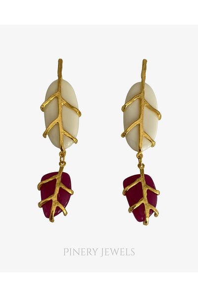 Pinery Jewels Pair of 8.5 cm Women's Earrings with Large Stones