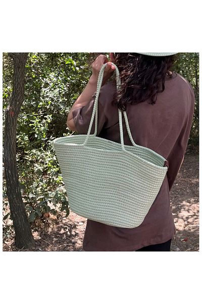 gampfa Natural Jute Rope Bag Green |   23X33 cm Summer Handbag