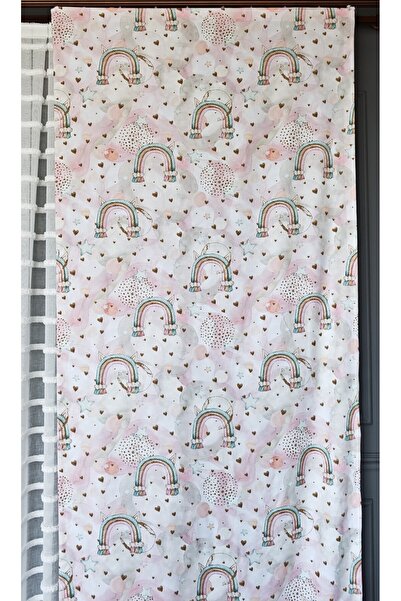Yuka Παιδικό και βρεφικό δωμάτιο φόντο κουρτίνα βελούδινη υφή Rainbow Star Printed SINGLE WING Επίπεδη ραφή χωρίς πτερύγια