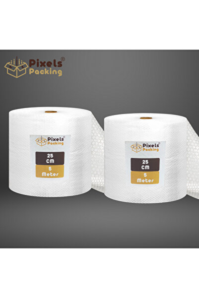 PixelsPacking 2 Rolls of PixelsPacking Clear Bubble Wrap 25cm Wide x 5m Long, Multi-Use for Packaging and Shipping