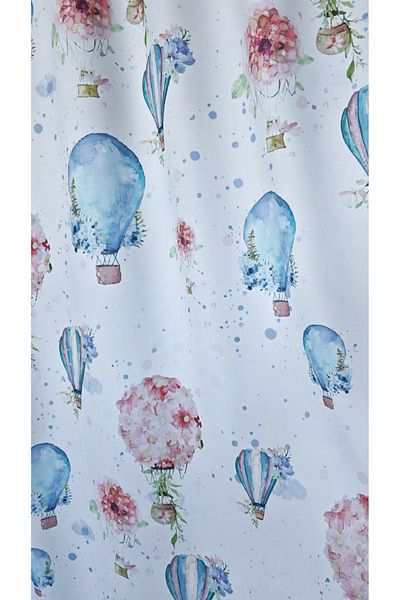 Yuka Children's and Baby's Room Background Curtain Velvet Textured Flying Balloon Pattern Printed Single Wing Straight Stitching No Pleats