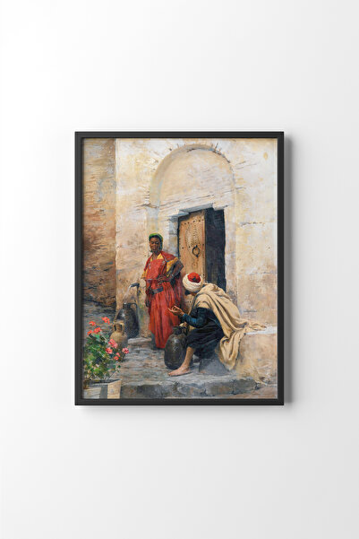 epiqart Chat at the Fountain - Black Frame