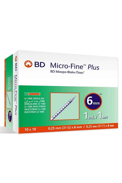 Bd Micro-Fine Plus Syringes, Insulin Injection, BD Needles, Size 1ml 6mm, 100 Pieces