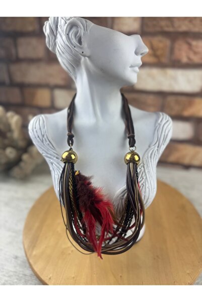 SEDEF TAKI Gold halkalı tüylü kolye