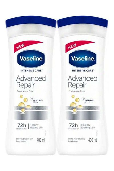 Vaseline Advanced Body Lotion, Fragrance-Free, 400ml (Pack of 2)